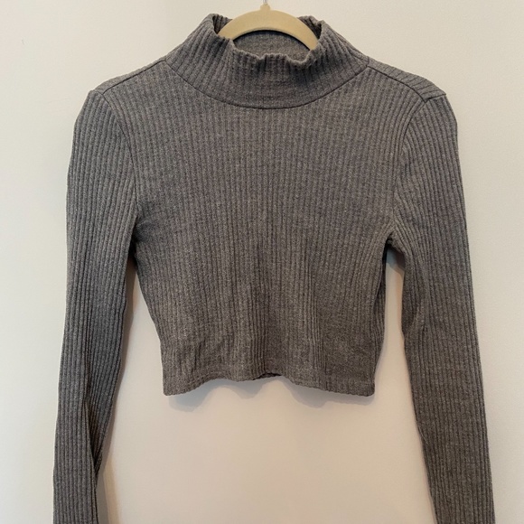 Thick Rib Long Sleeve Crop Turtleneck - Picture 4 of 4